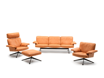 DS-31 LACE - Trestle-based leather armchair with armrests by de Sede - view 3